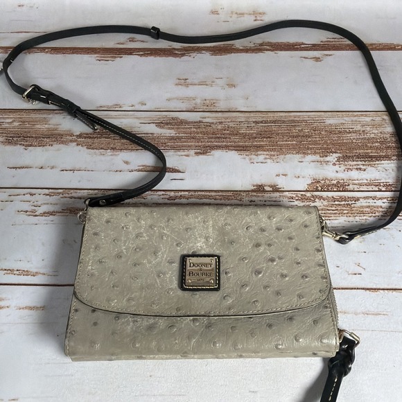 Dooney & Bourke Handbags - Dooney & Bourke Ostrich Continental Clutch Wallet GRAY Used